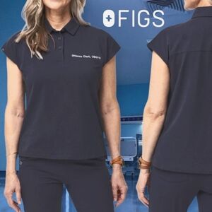 FIGS PRO Women's Technical Pique Drop Shoulder Sleeveless Polo Navy S